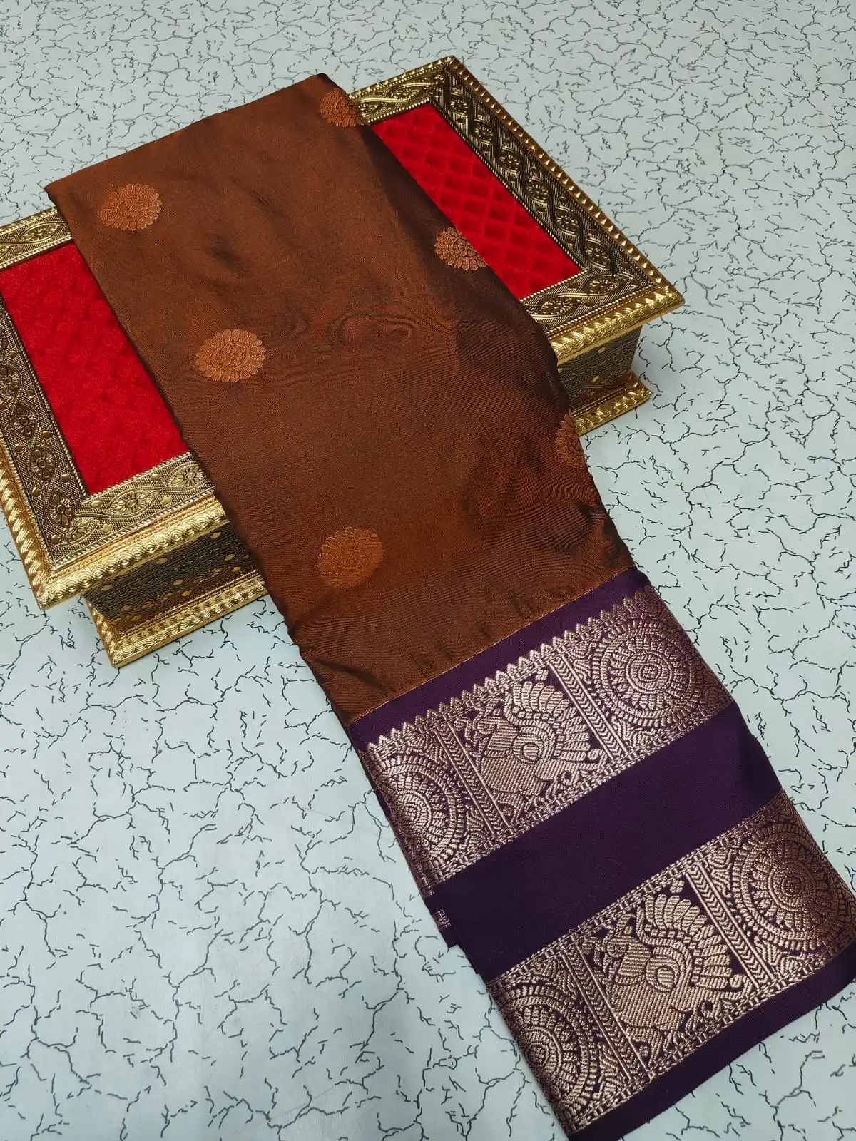 Chakra Floral Butta Semi Kanchipuram Silk Saree